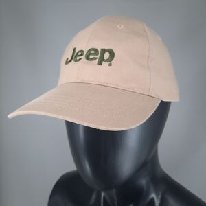 Jeep Logo Spell Out Men's Beige Hat Cap Embroidered Horton Chysler Employee